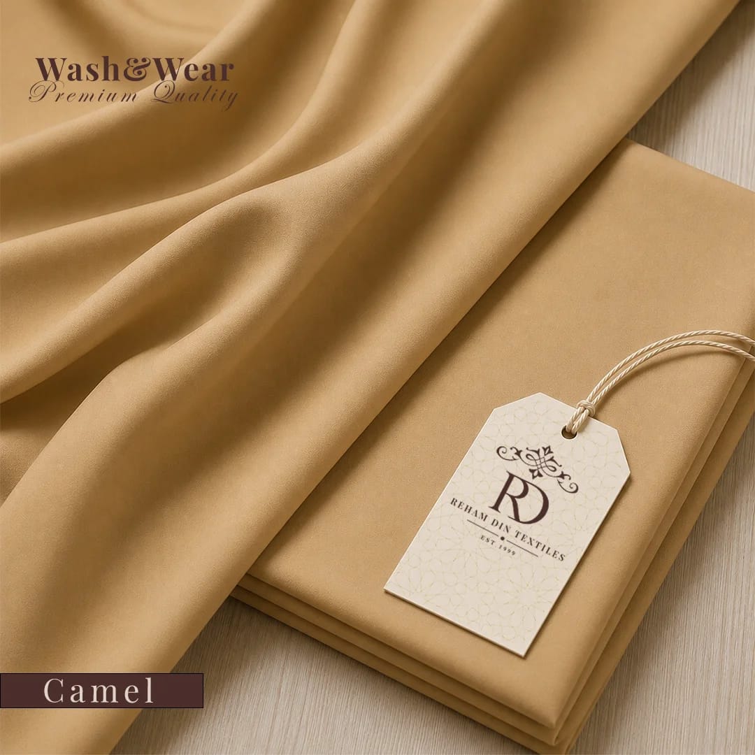 Rehmdin Four Season Wash N Wear Suit (Camel Colour)
