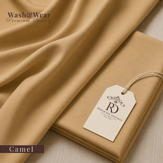 Rehmdin Four Season Wash N Wear Suit (Camel Colour)